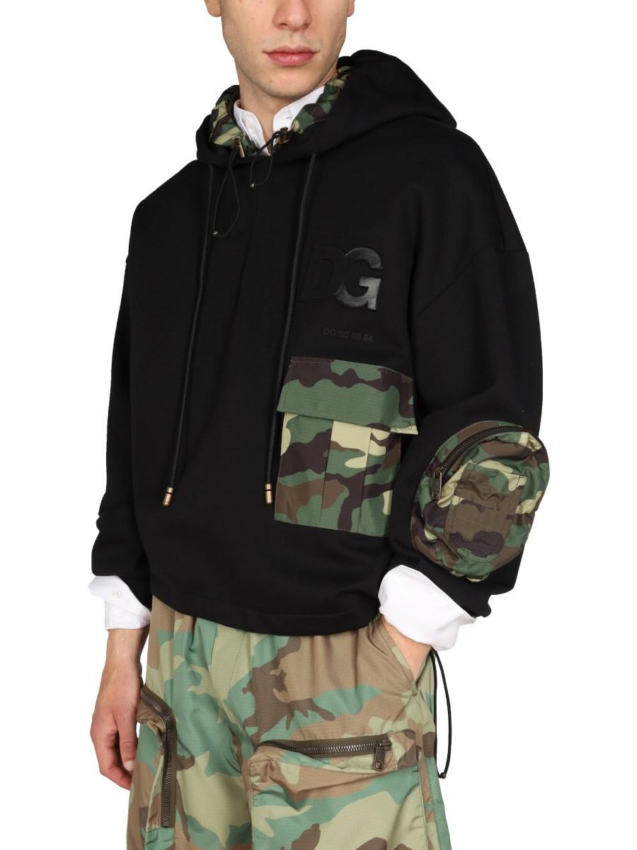 DOLCE & GABBANA FELPA IN COTONE CON DETTAGLI CAMO