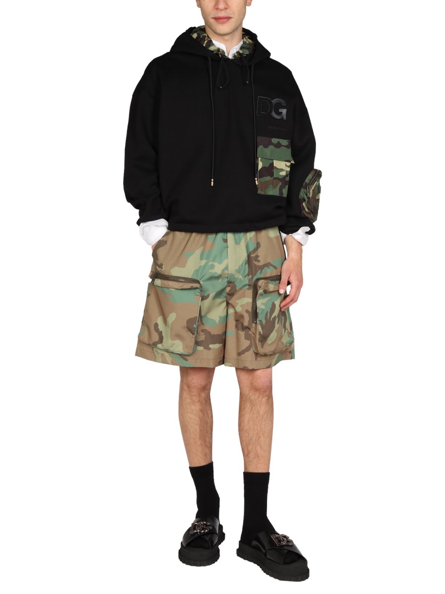 DOLCE & GABBANA FELPA IN COTONE CON DETTAGLI CAMO