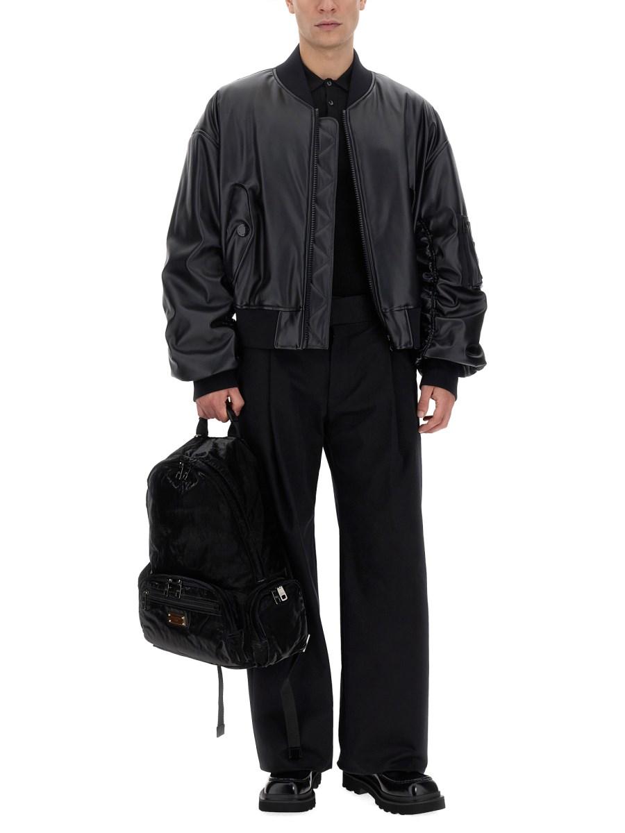 DOLCE & GABBANA GIACCA IN ECOPELLE CON PLACCA LOGATA