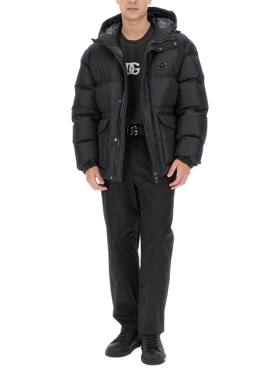 DOLCE & GABBANA GIACCA IN NYLON CON PLACCA LOGO