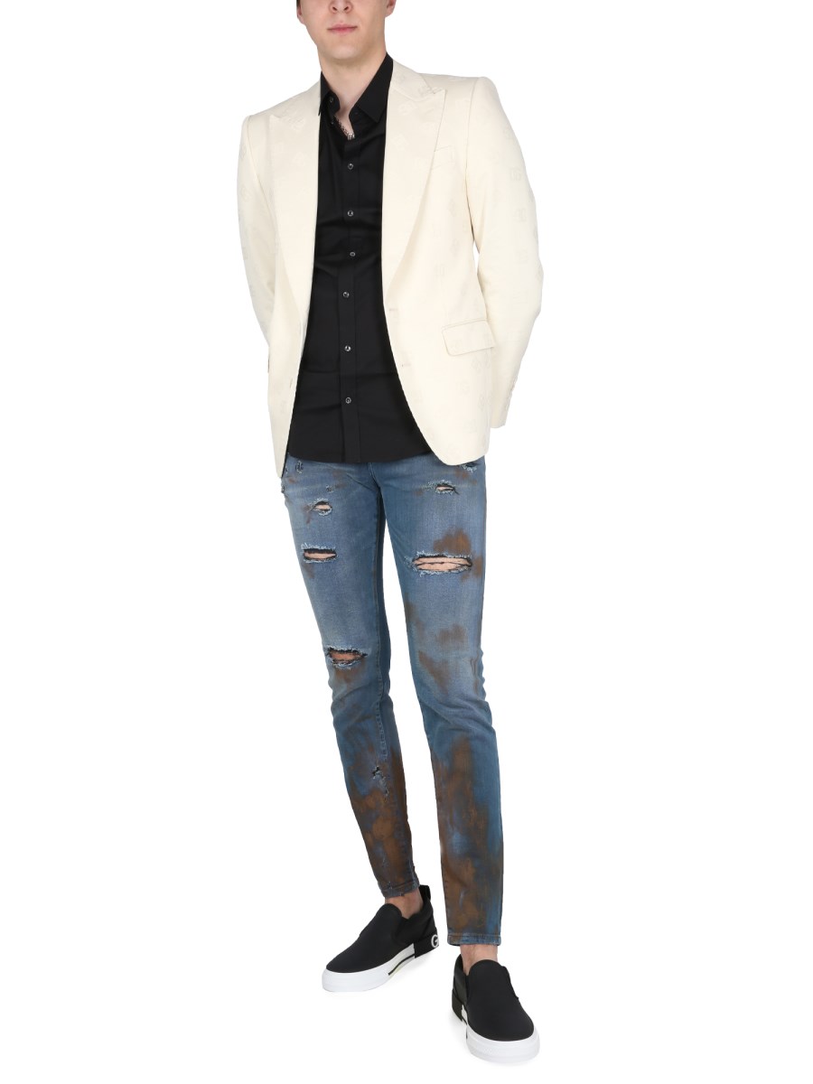 DOLCE & GABBANA GIACCA MONOPETTO IN COTONE
