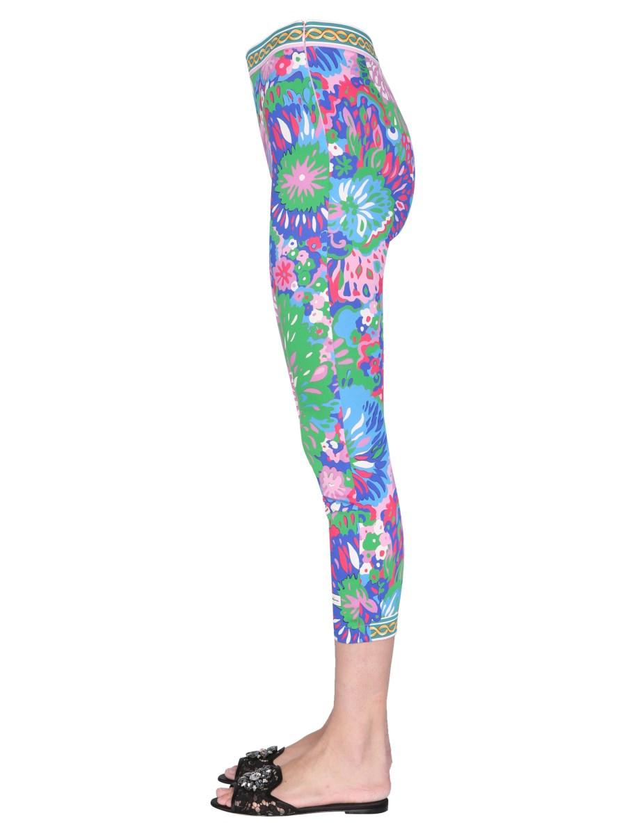 DOLCE & GABBANA LEGGINGS IN SETA CON STAMPA FLOREALE