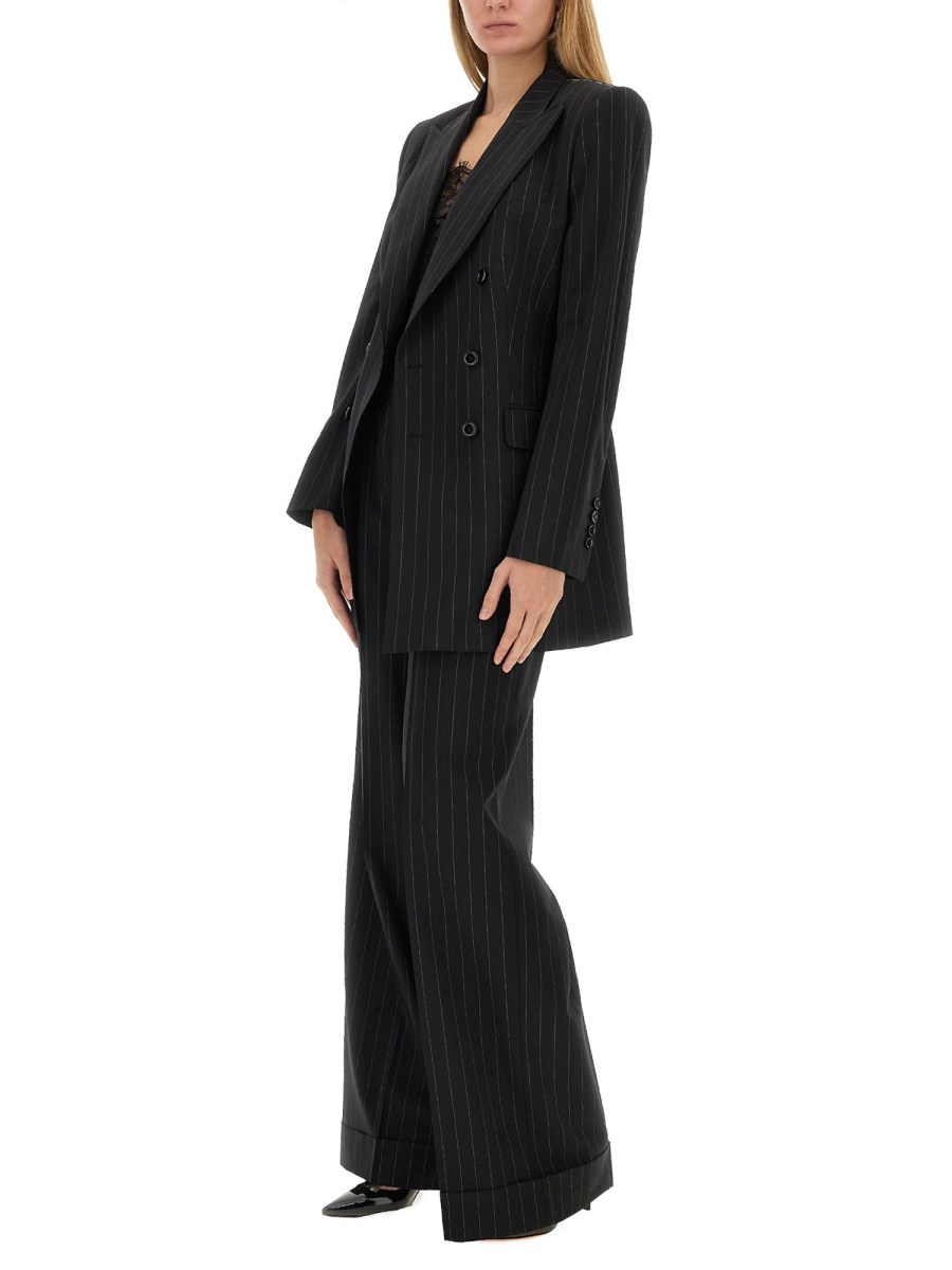 DOLCE & GABBANA PANTALONE FLARE IN GESSATO DI LANA