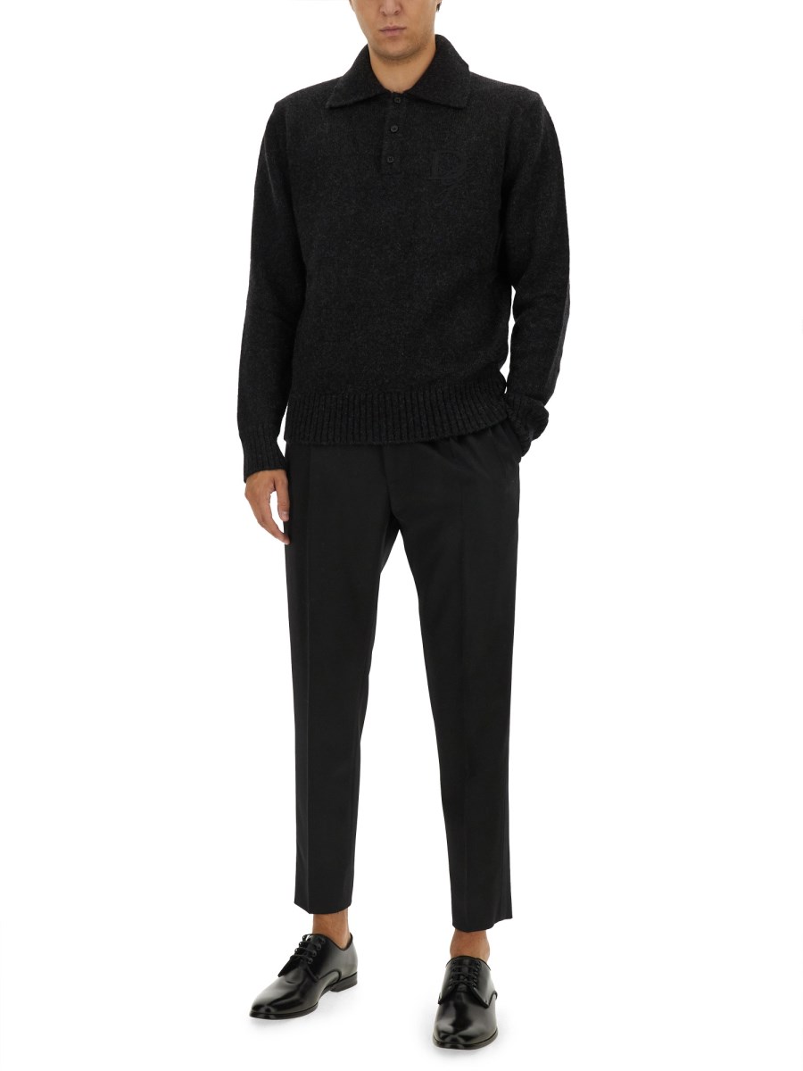 DOLCE & GABBANA POLO IN LANA CON LOGO RICAMATO