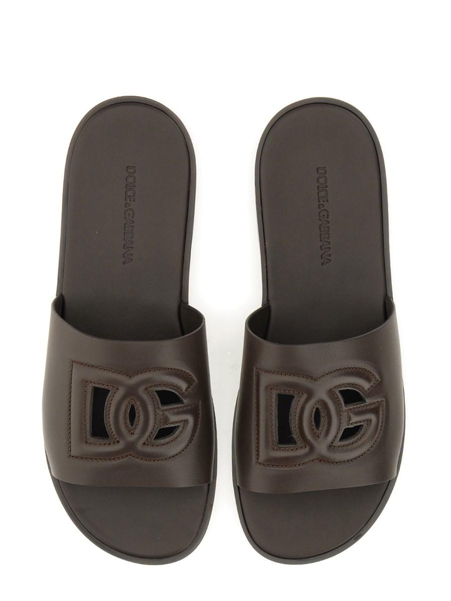 DOLCE & GABBANA SANDALO IN PELLE CON LOGO
