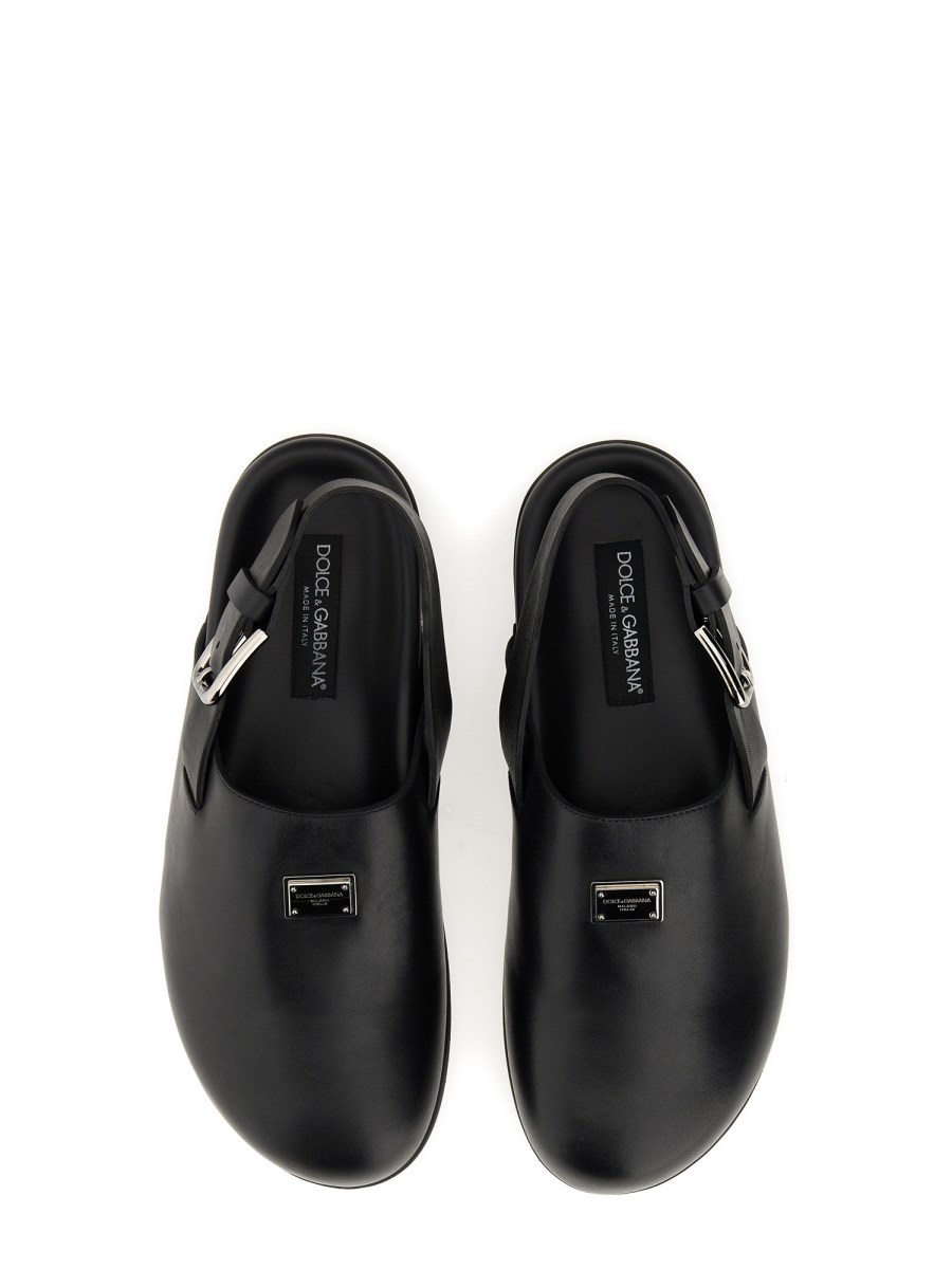 DOLCE & GABBANA SANDALO IN PELLE CON LOGO