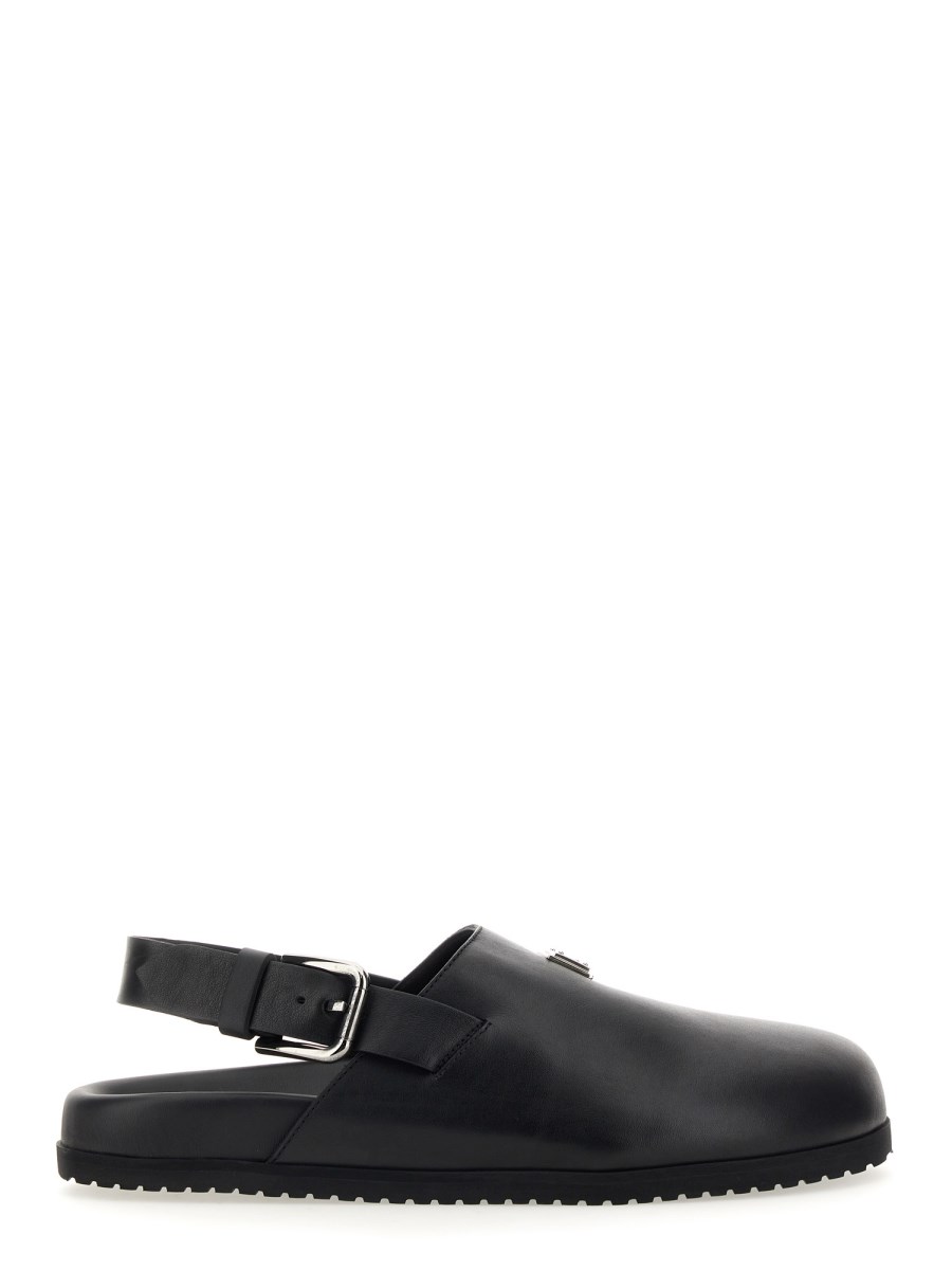 DOLCE & GABBANA SANDALO IN PELLE CON LOGO