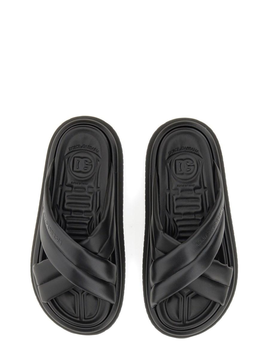 DOLCE & GABBANA SANDALO IN TESSUTO EFFETTO NAPPA