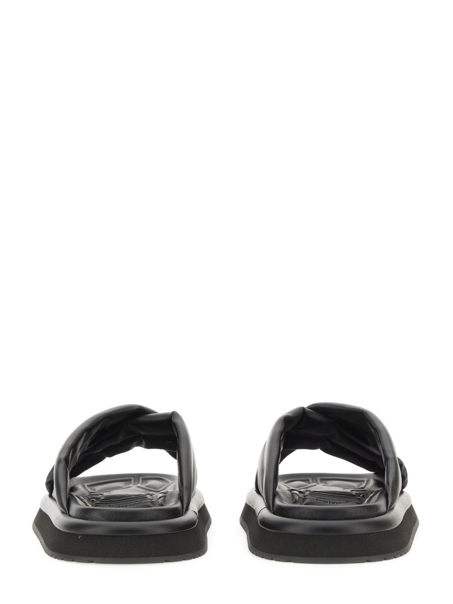 DOLCE & GABBANA SANDALO IN TESSUTO EFFETTO NAPPA