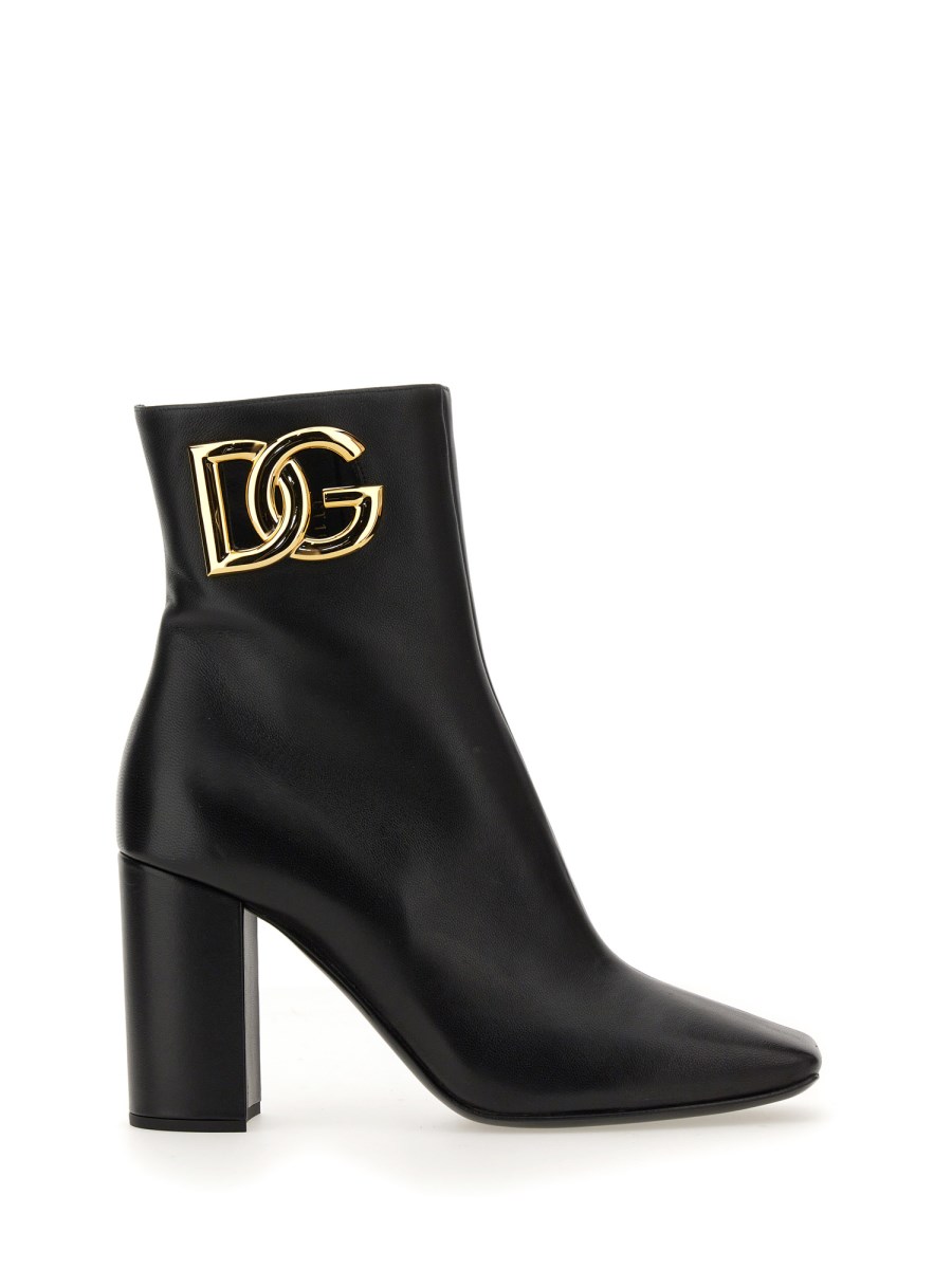 DOLCE & GABBANA STIVALETTO IN NAPPA CON LOGO