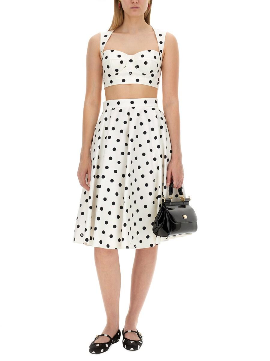 DOLCE & GABBANA TOP BUSTIER IN COTONE STAMPA POIS