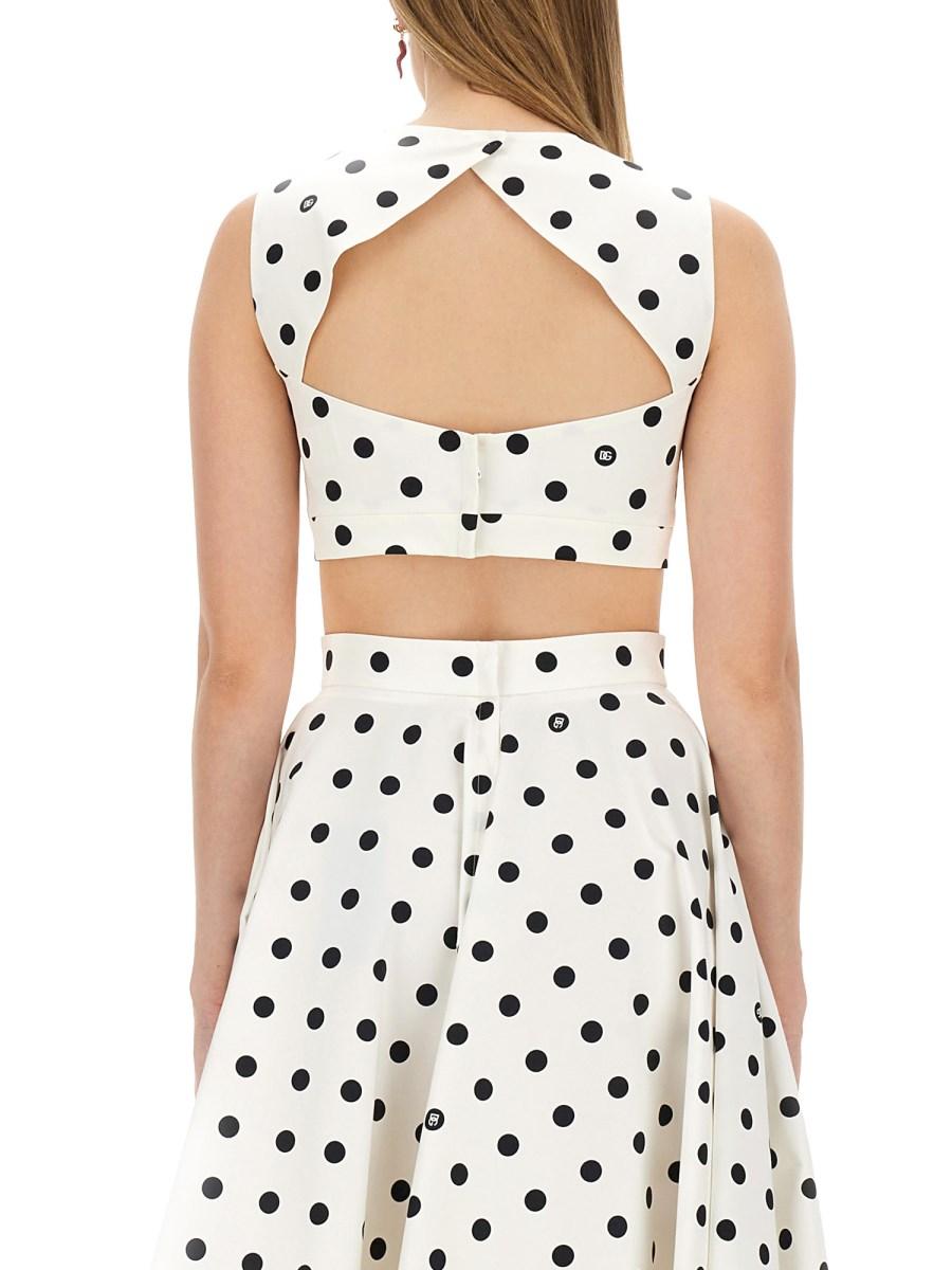DOLCE & GABBANA TOP BUSTIER IN COTONE STAMPA POIS