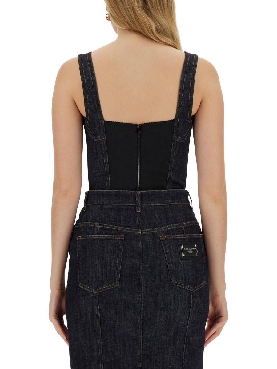 DOLCE & GABBANA TOP BUSTIER IN DENIM DI COTONE