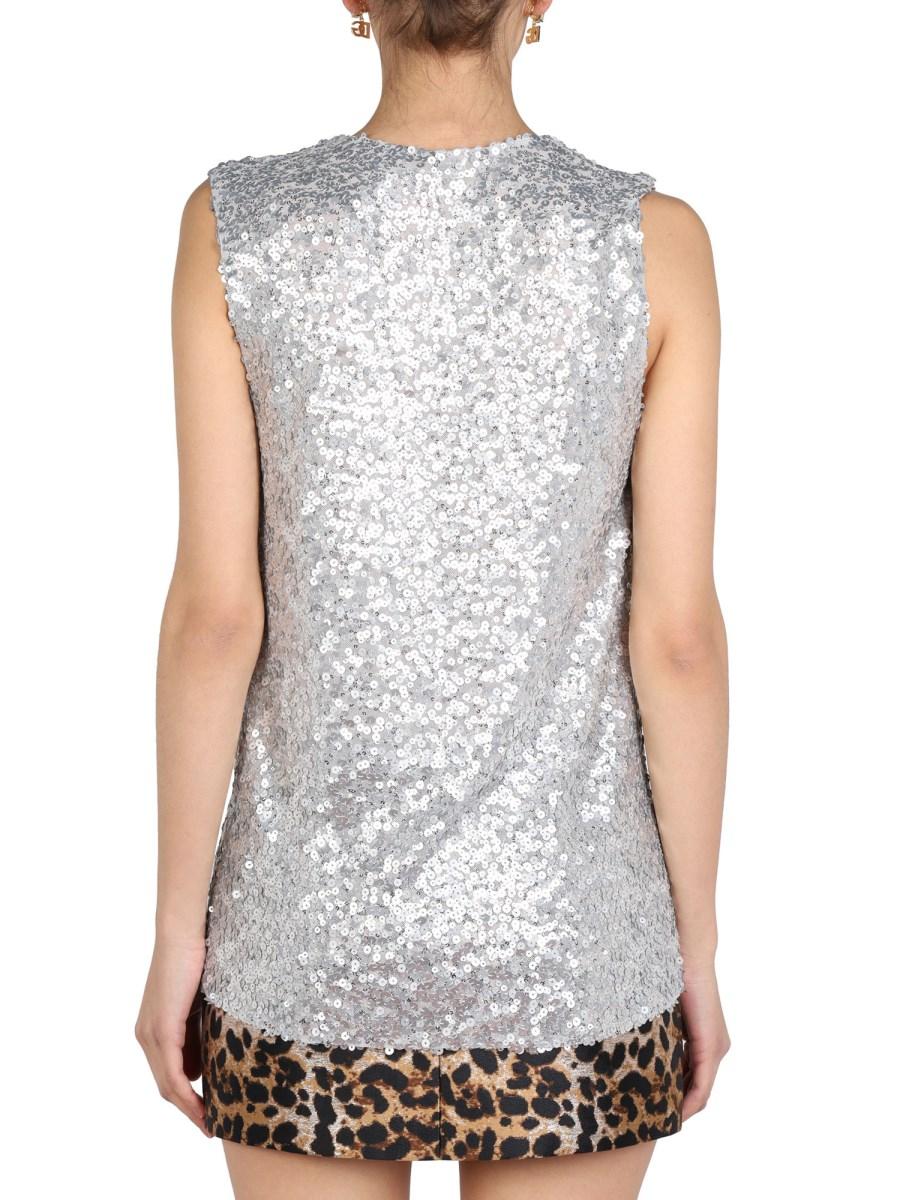 DOLCE & GABBANA TOP IN PAILLETTES CON LOGO