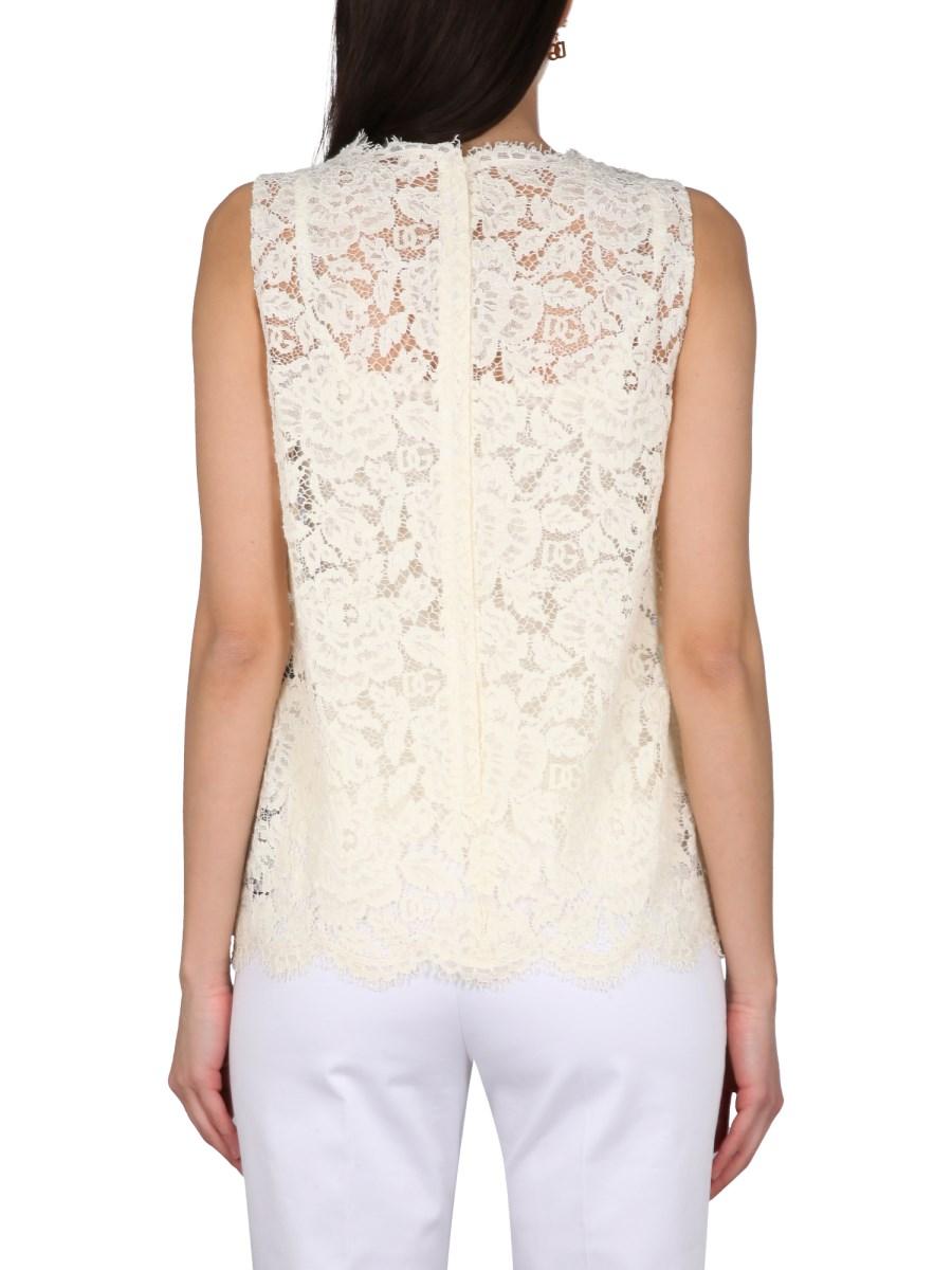 DOLCE & GABBANA TOP IN PIZZO STRETCH LOGATO