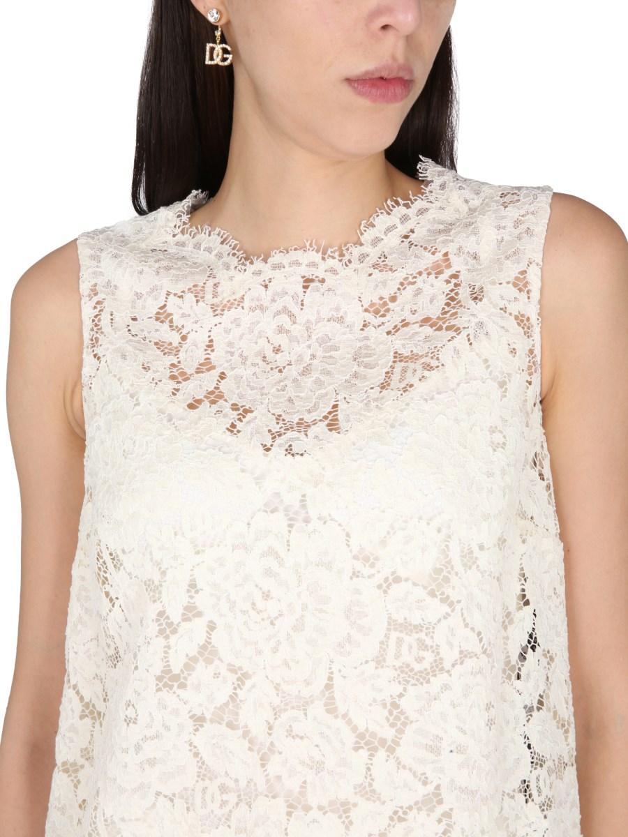 DOLCE & GABBANA TOP IN PIZZO STRETCH LOGATO