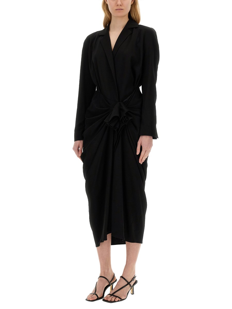 DRIES VAN NOTEN ABITO MIDI IN MISTO LANA