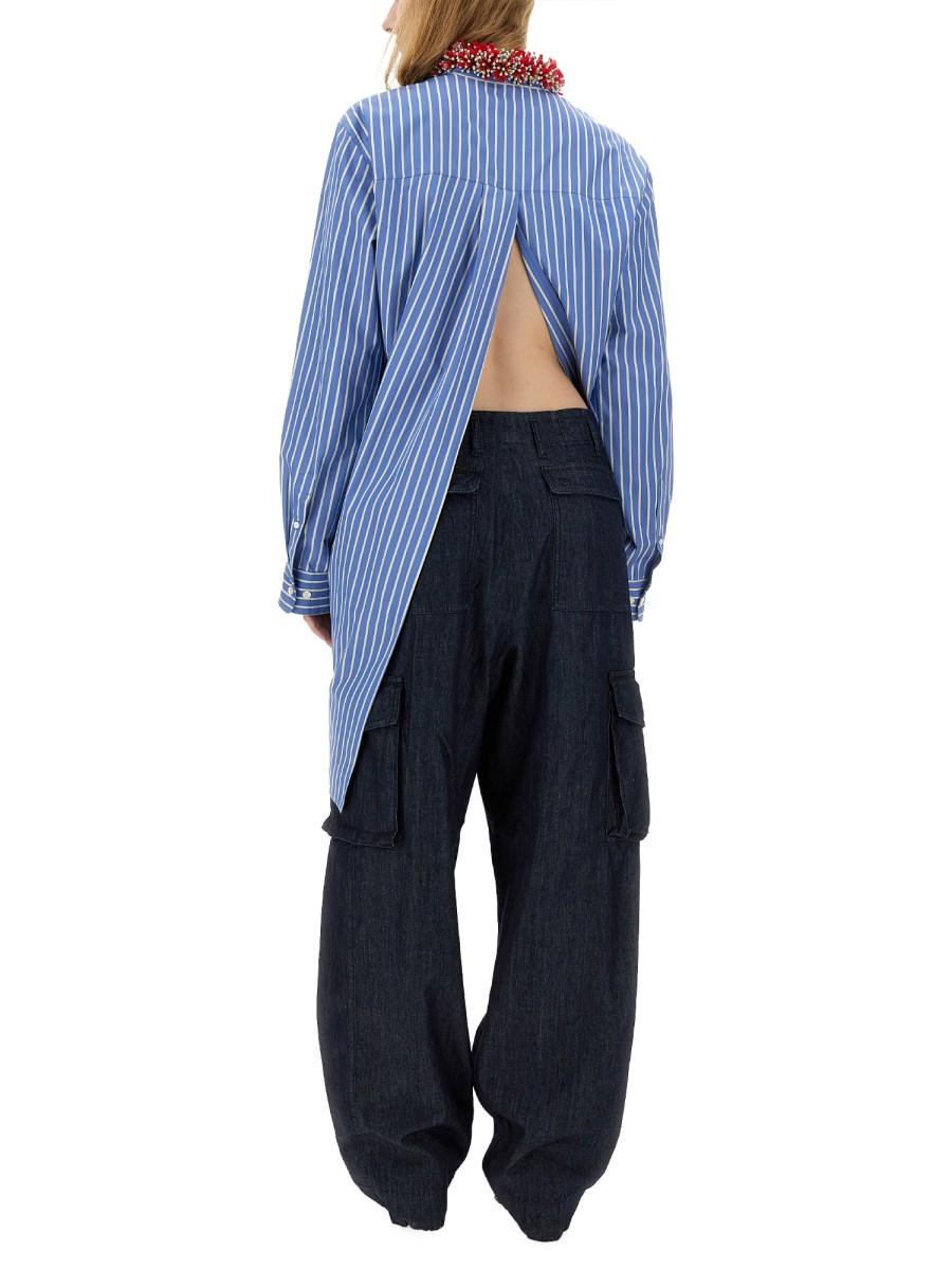 DRIES VAN NOTEN PANTALONE CARGO IN DENIM DI COTONE