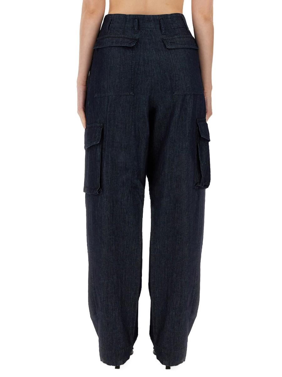 DRIES VAN NOTEN PANTALONE CARGO IN DENIM DI COTONE