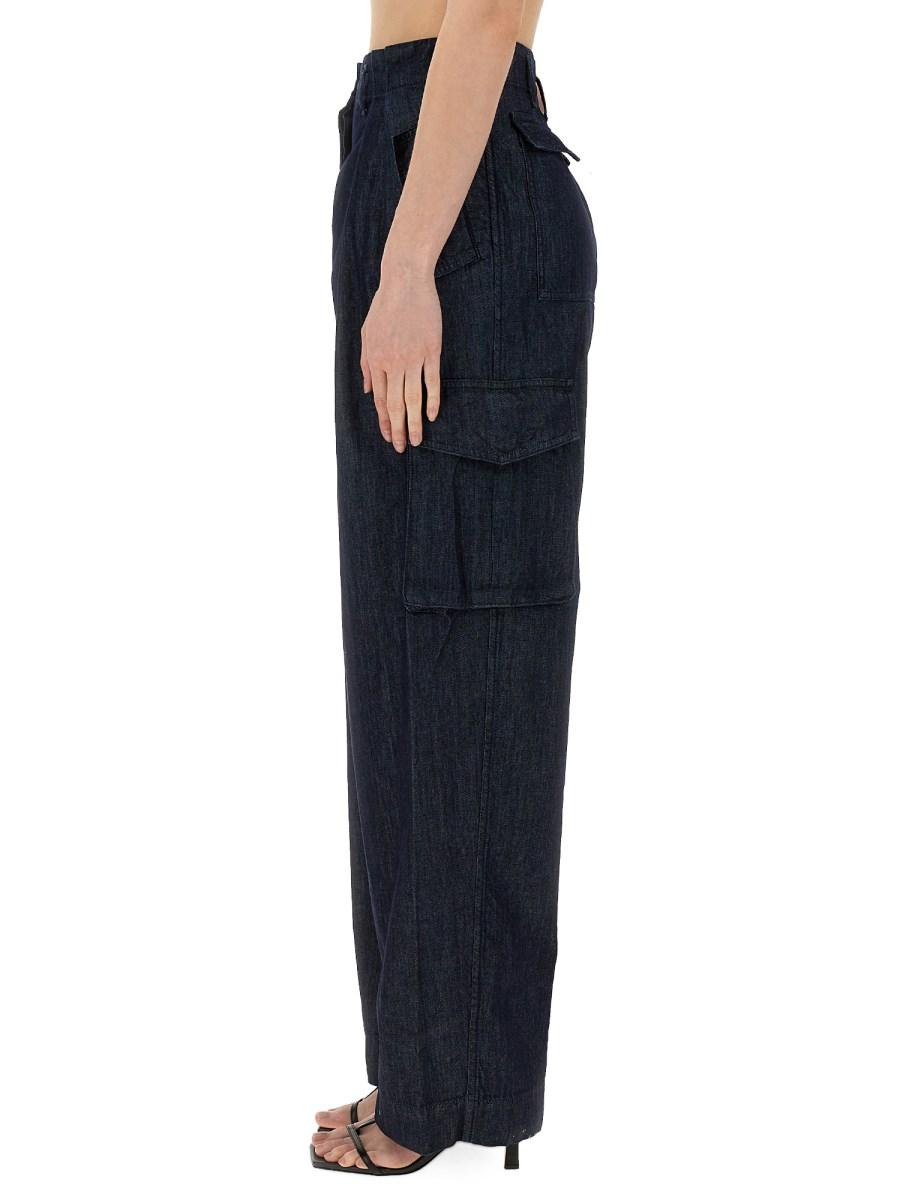 DRIES VAN NOTEN PANTALONE CARGO IN DENIM DI COTONE