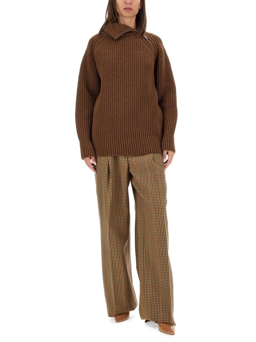 DRIES VAN NOTEN PANTALONE CON MOTIVO CHECK IN LANA