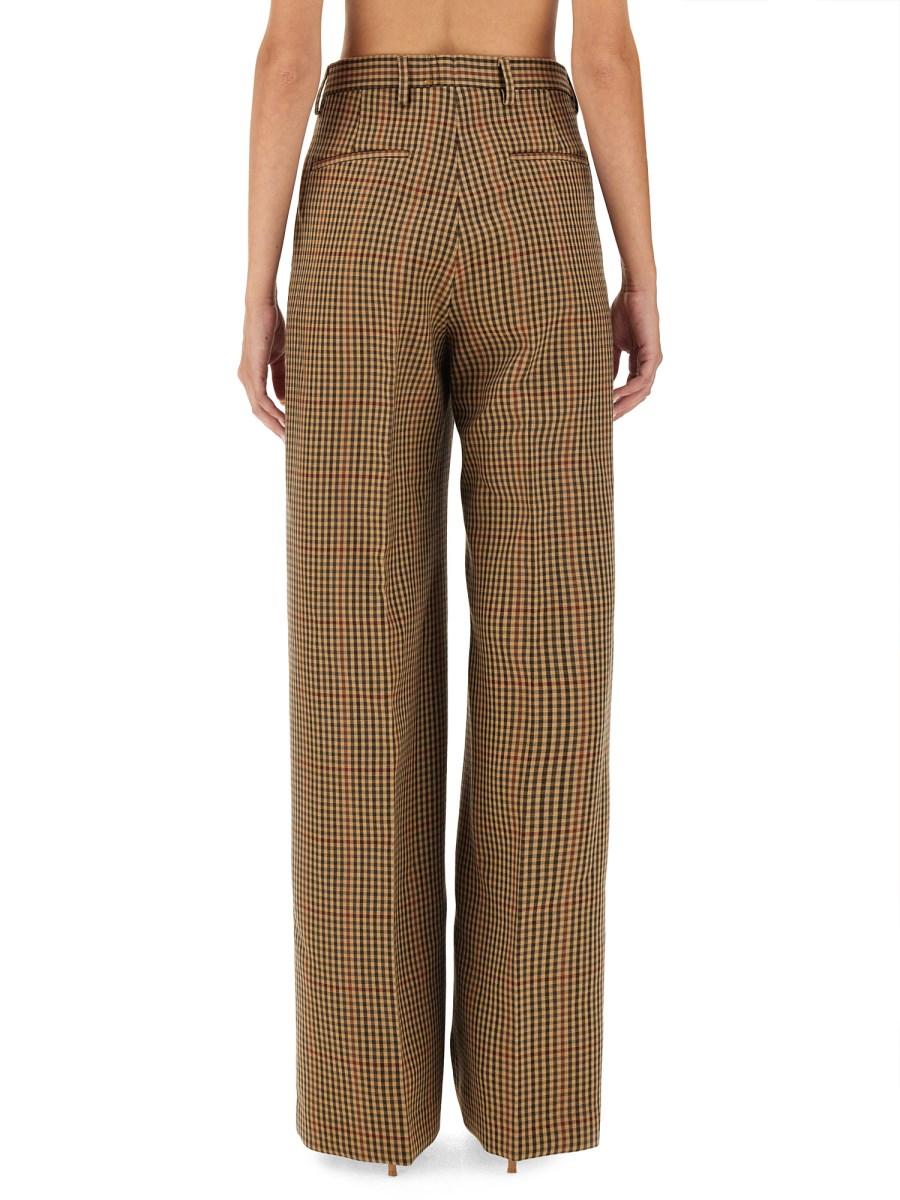 DRIES VAN NOTEN PANTALONE CON MOTIVO CHECK IN LANA