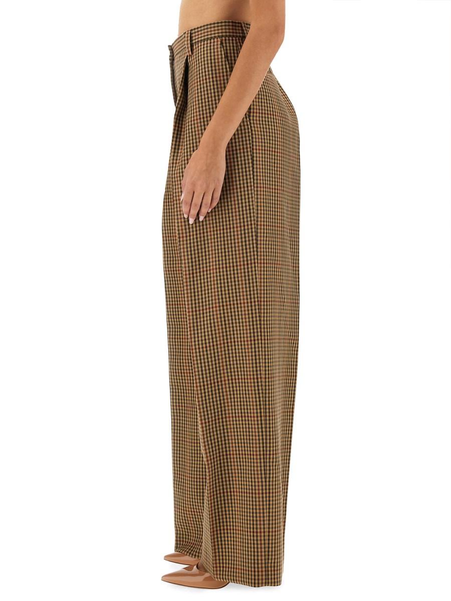 DRIES VAN NOTEN PANTALONE CON MOTIVO CHECK IN LANA