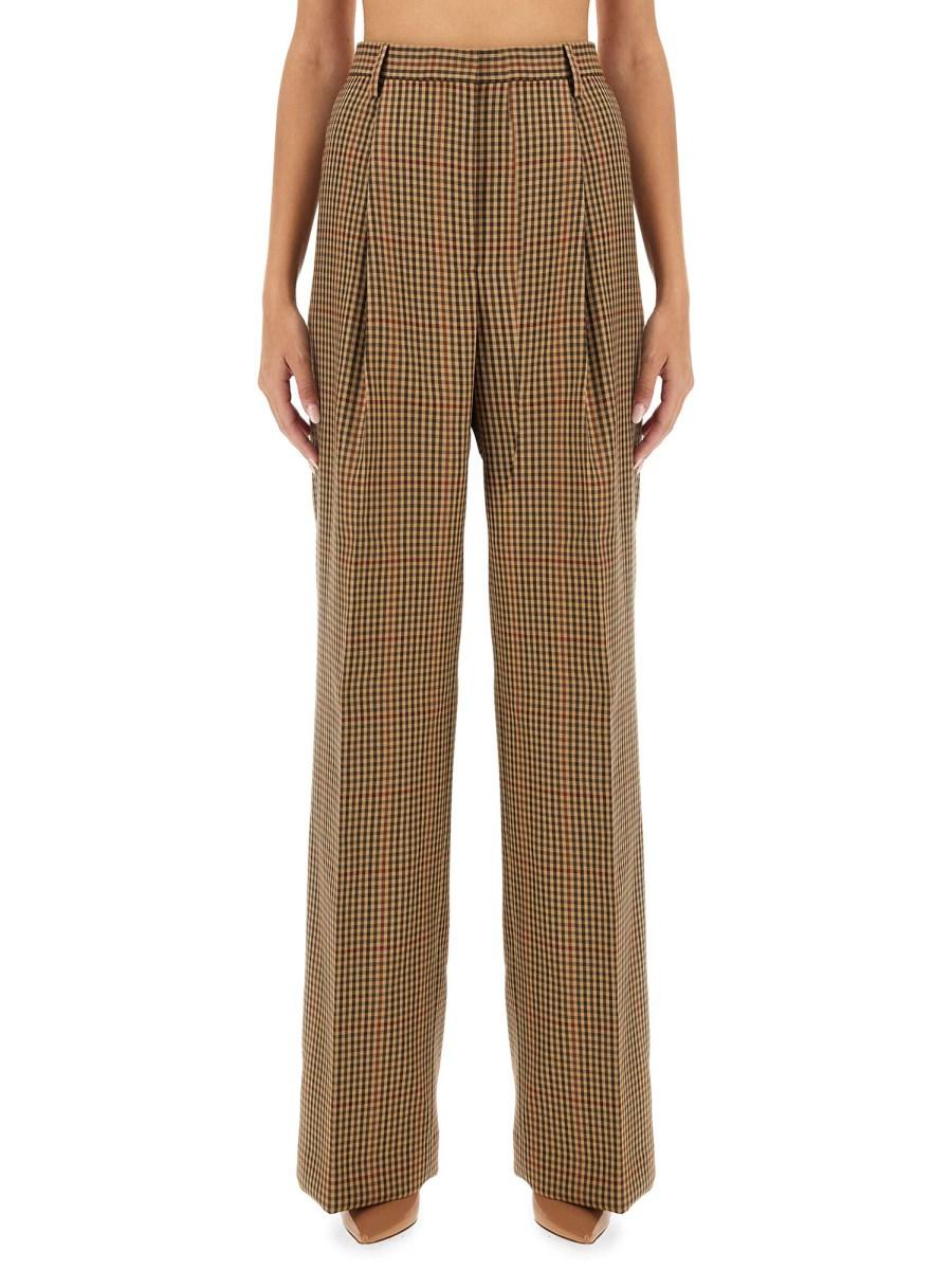DRIES VAN NOTEN PANTALONE CON MOTIVO CHECK IN LANA