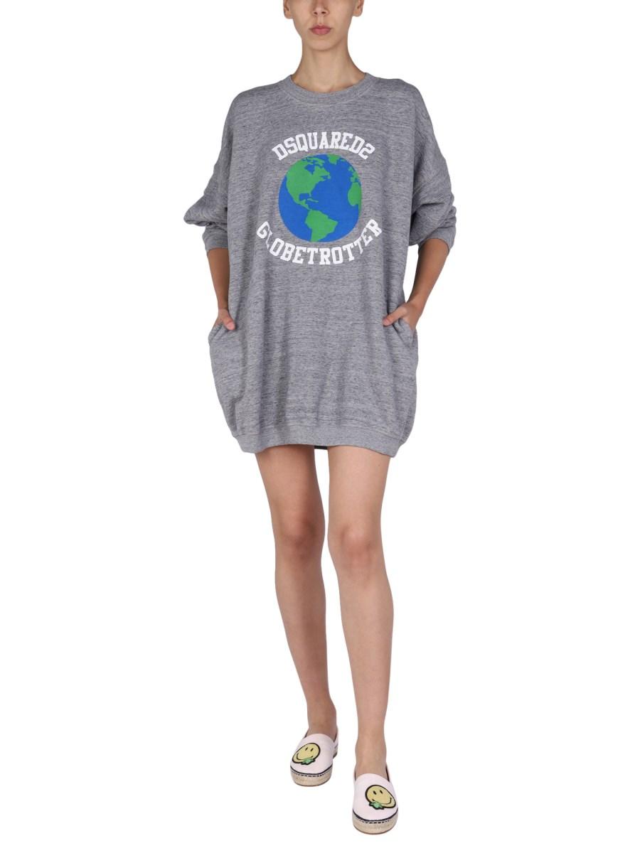 DSQUARED ABITO FELPA IN COTONE CON STAMPA LOGO