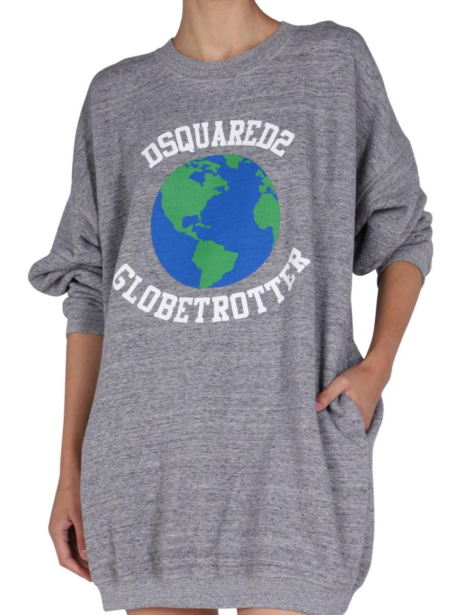 DSQUARED ABITO FELPA IN COTONE CON STAMPA LOGO