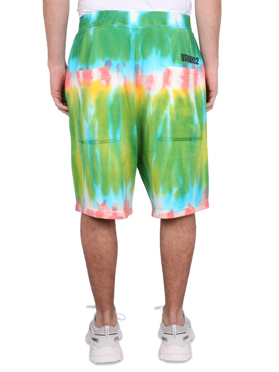DSQUARED BERMUDA IN FELPA CON MOTIVO TIE-DYE