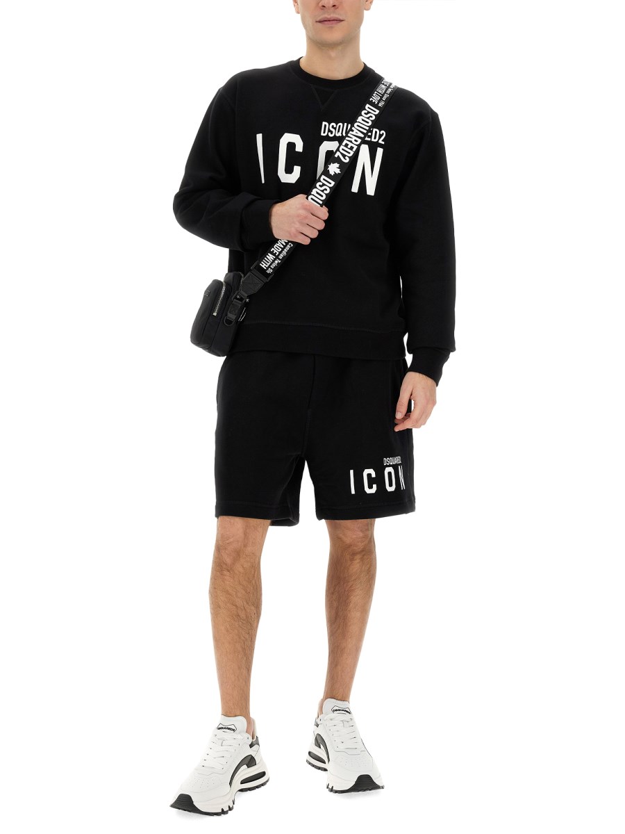 DSQUARED BERMUDA IN FELPA DI COTONE CON LOGO