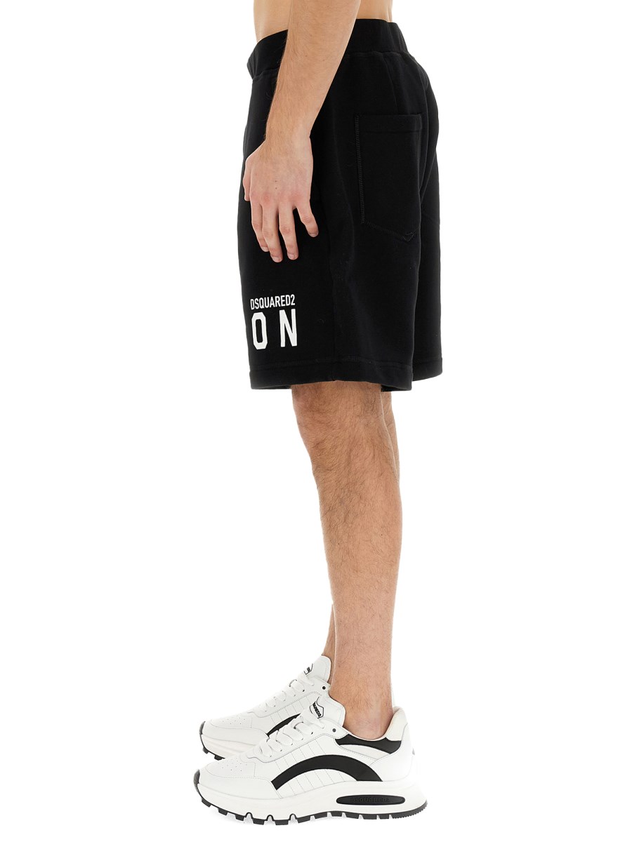 DSQUARED BERMUDA IN FELPA DI COTONE CON LOGO