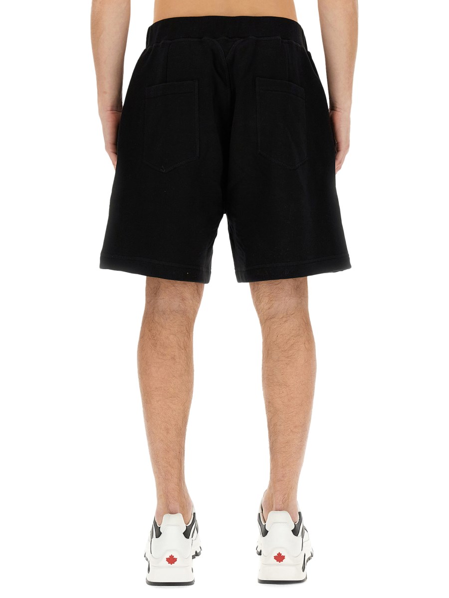 DSQUARED BERMUDA IN FELPA DI COTONE CON LOGO