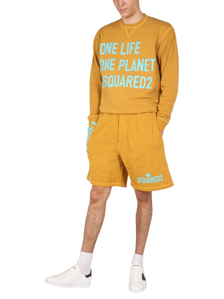 DSQUARED BERMUDA "ONE LIFE ONE PLANET" IN COTONE