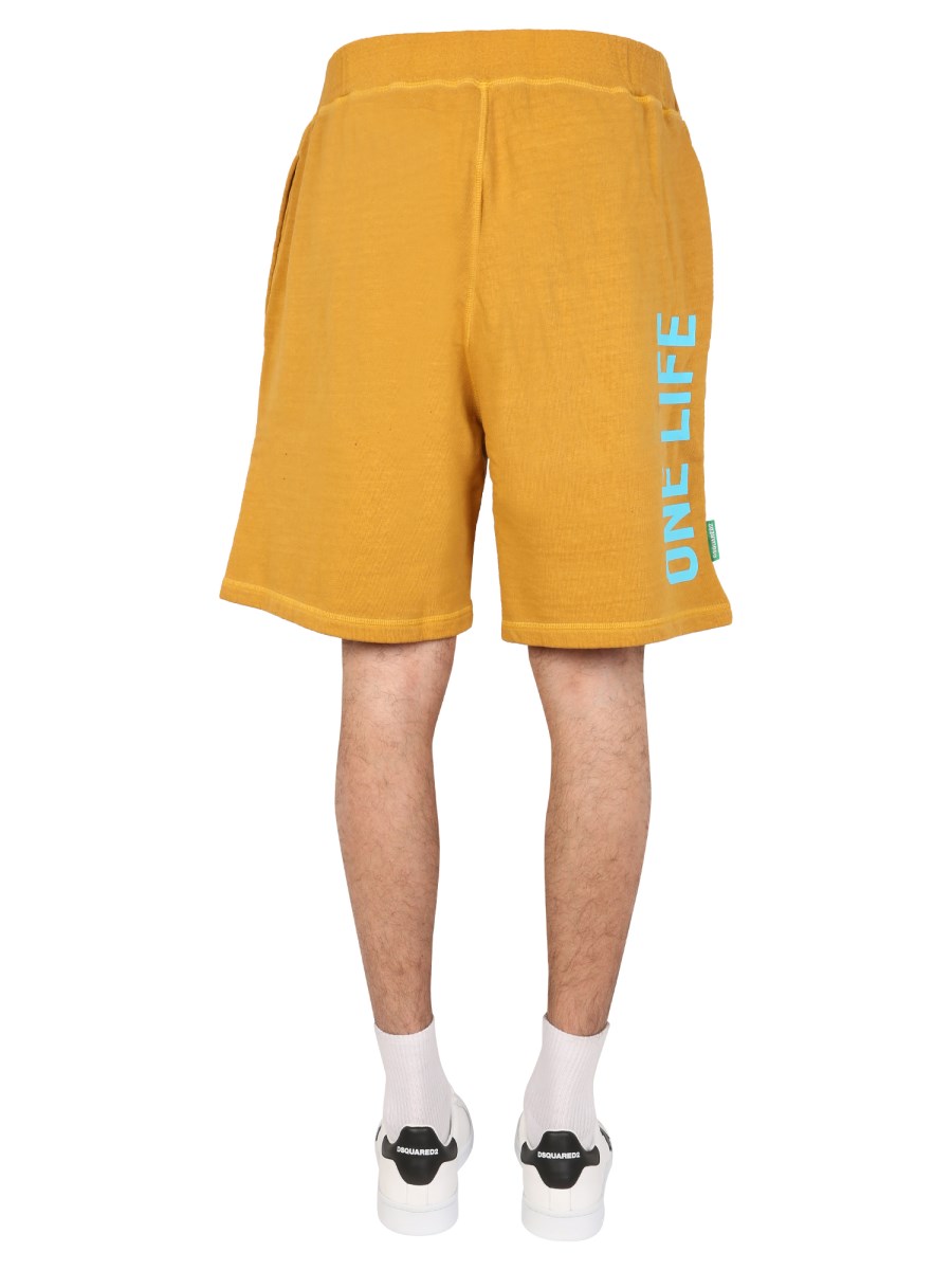 DSQUARED BERMUDA "ONE LIFE ONE PLANET" IN COTONE