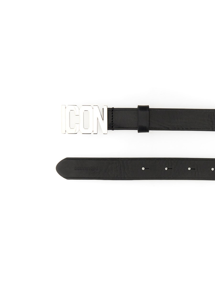 DSQUARED CINTURA IN PELLE CON PLACCA ICON