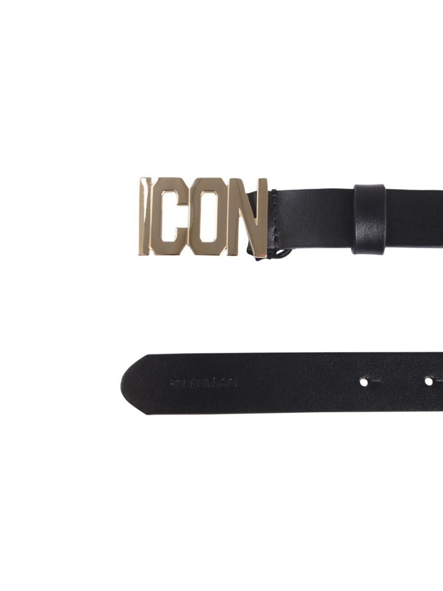 DSQUARED CINTURA IN PELLE CON PLACCA ICON