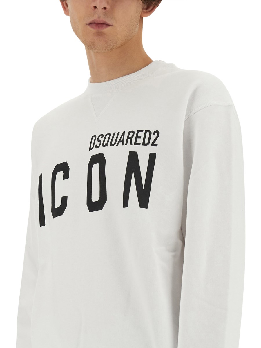 DSQUARED FELPA GIROCOLLO IN COTONE CON STAMPA ICON