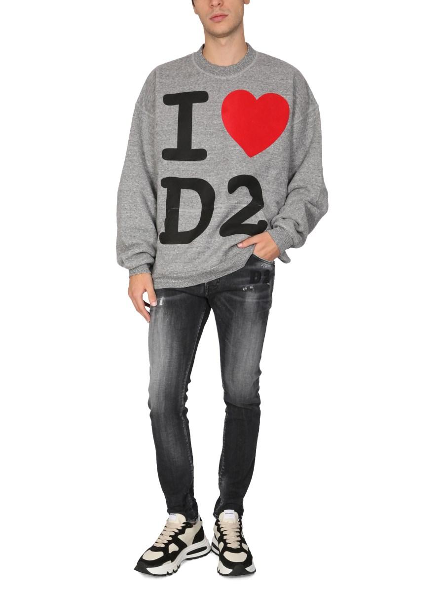 DSQUARED FELPA I LOVE D2 IN COTONE