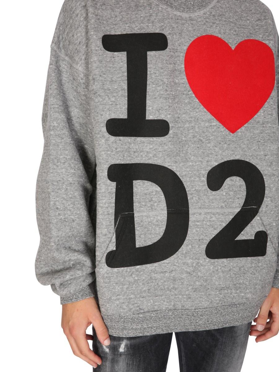 DSQUARED FELPA I LOVE D2 IN COTONE