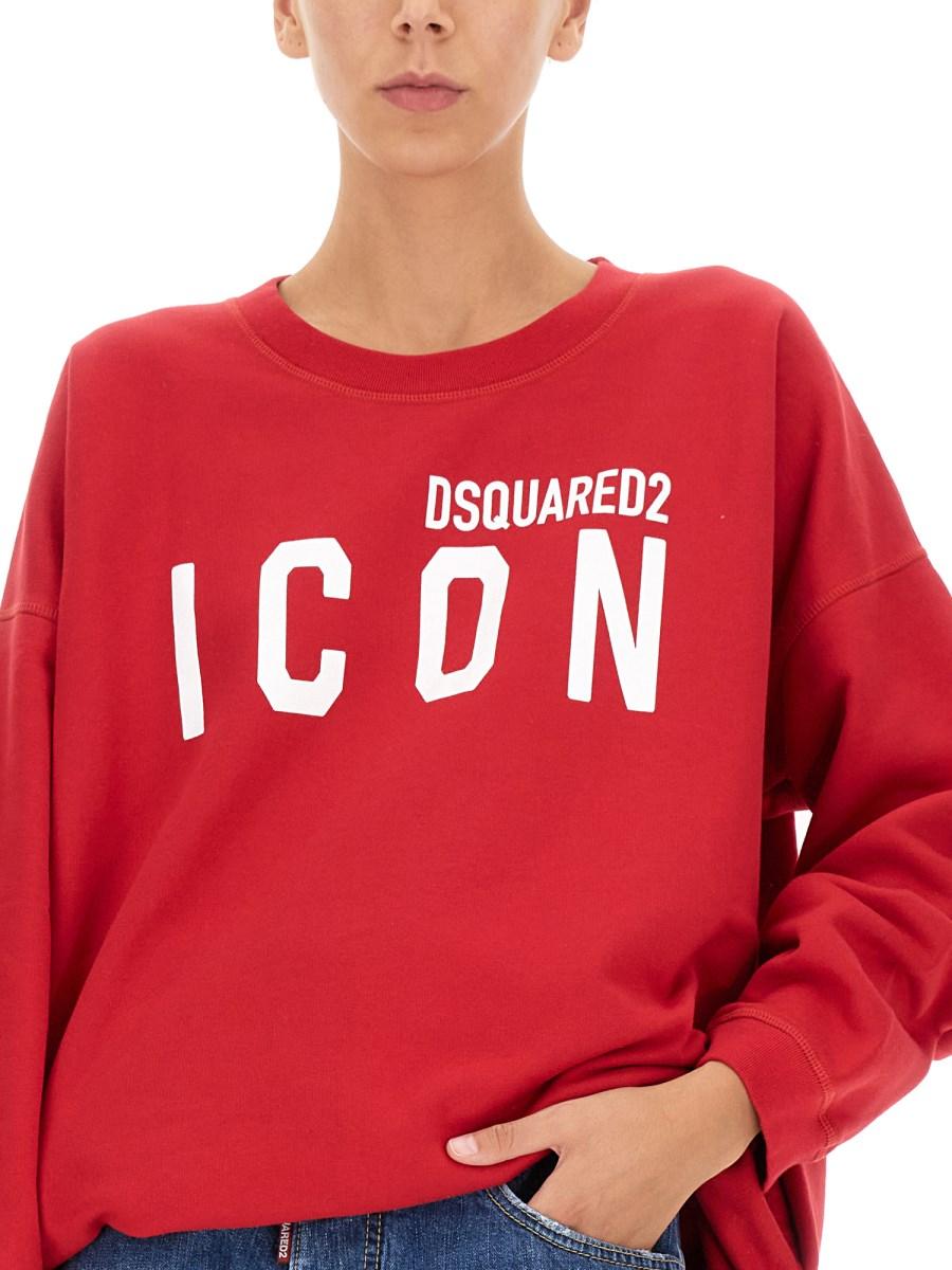 DSQUARED FELPA "ICON" IN COTONE CON STAMPA LOGO