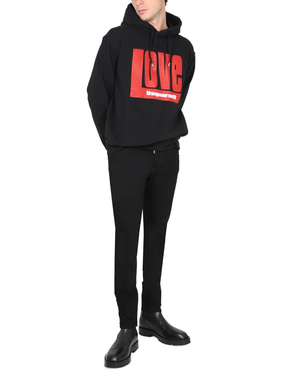 DSQUARED FELPA "LOVE" IN COTONE