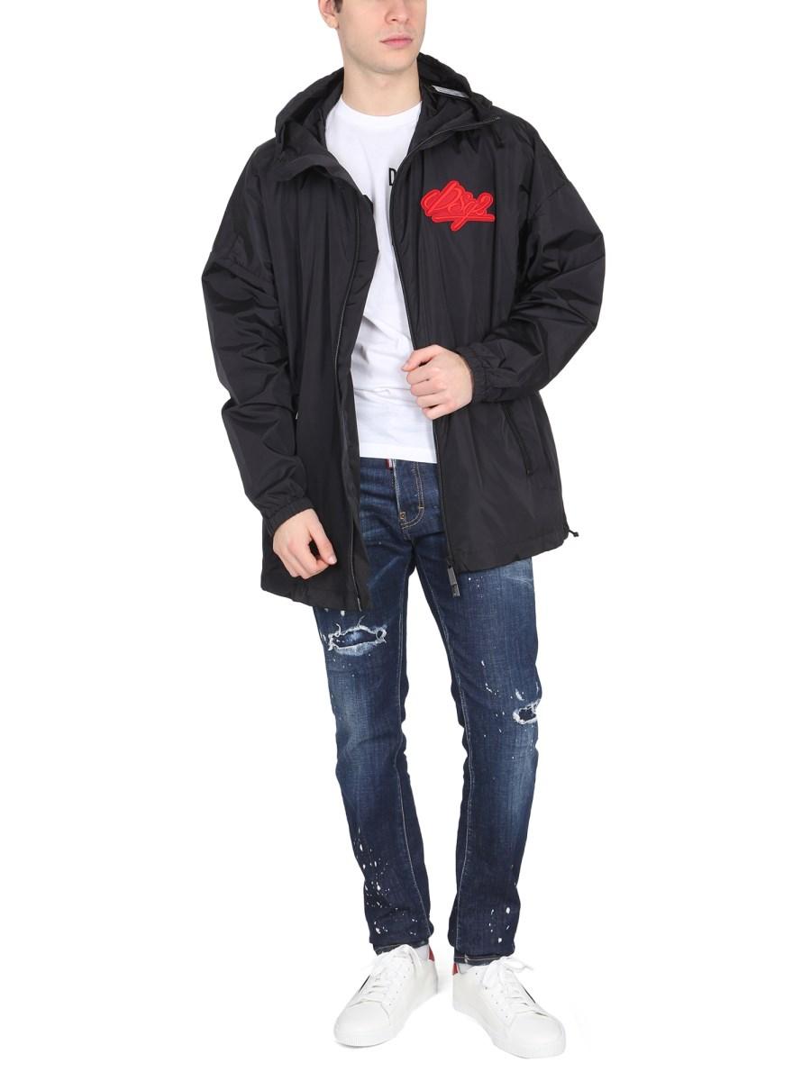 DSQUARED GIACCA IN NYLON CON PATCH LOGO