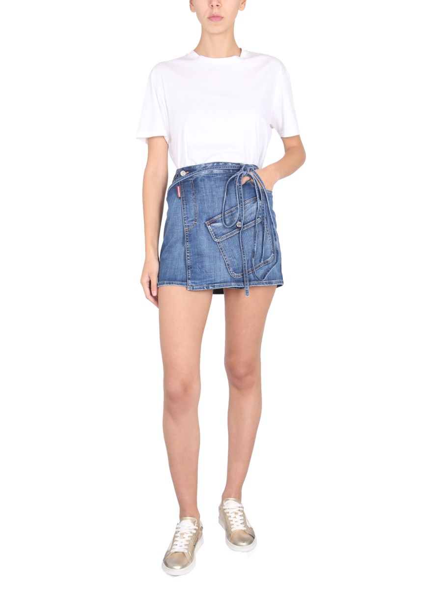 DSQUARED GONNA IN DENIM CON TASCA