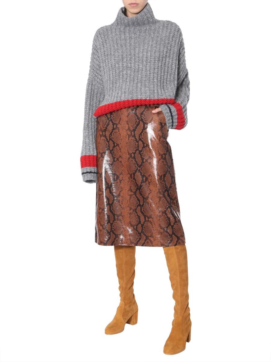 DSQUARED GONNA IN PELLE CON STAMPA PYTHON