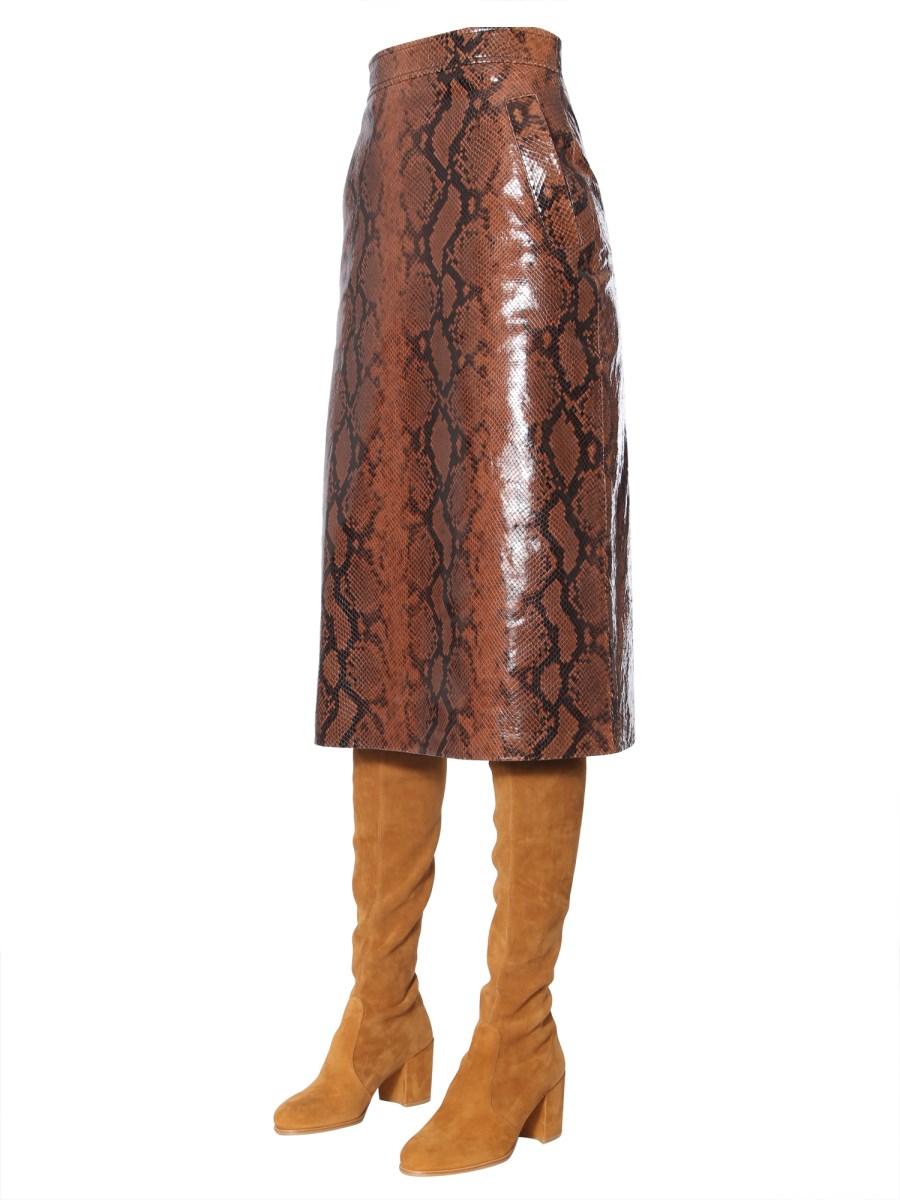 DSQUARED GONNA IN PELLE CON STAMPA PYTHON