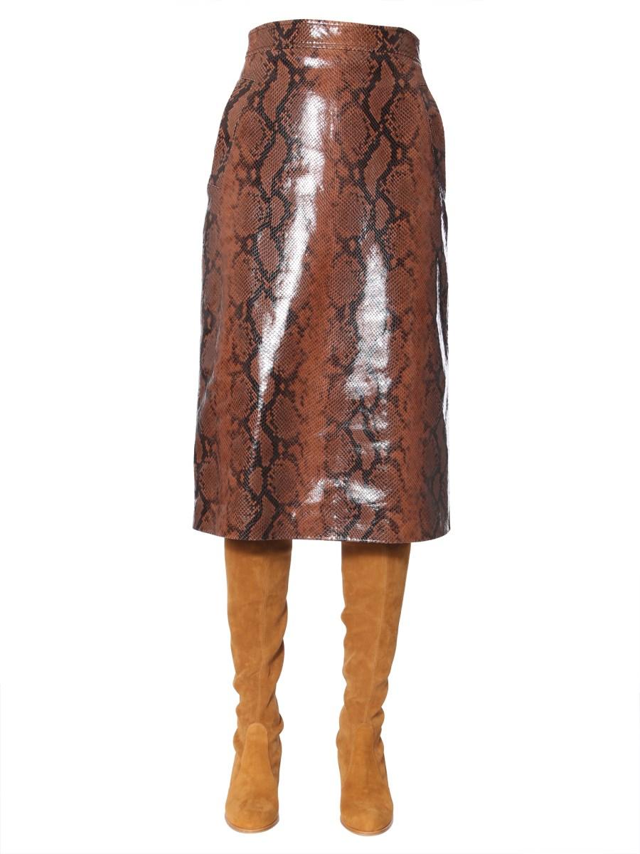 DSQUARED GONNA IN PELLE CON STAMPA PYTHON