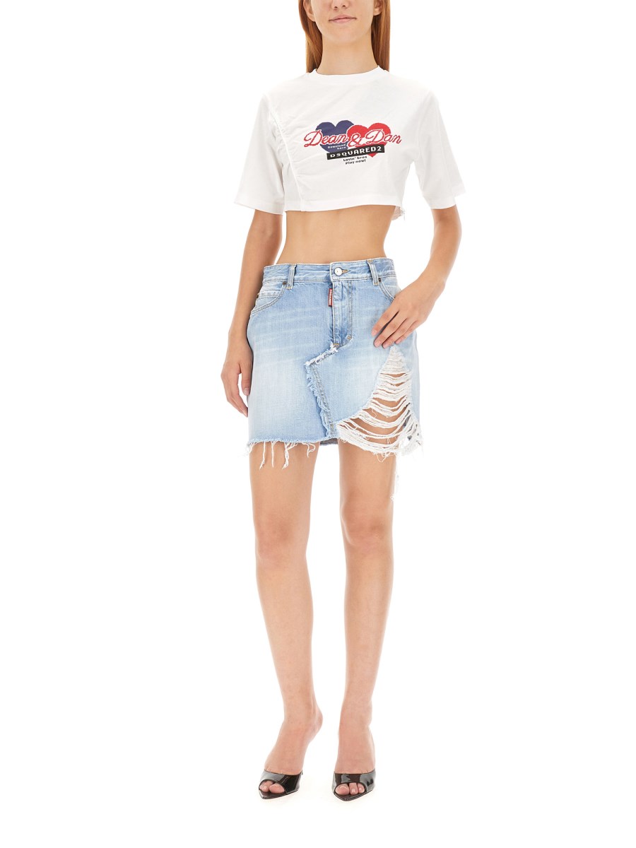 DSQUARED GONNA MINI IN DENIM DI COTONE