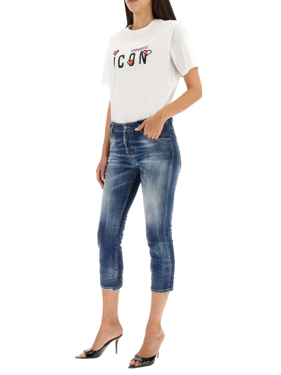 DSQUARED JEAN COOL GIRL CROPPED IN DENIM DI COTONE